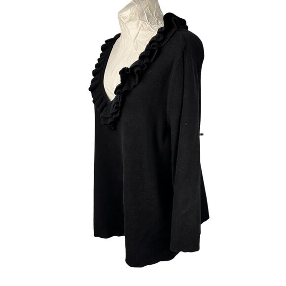 Coldwater Creek Knit Pullover Wool Cashmere Sweater 2X Black Whimsigoth Western - Picture 2 of 12